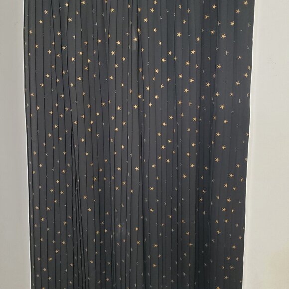 Sheer Wide Pleated Leg Pants Pull On Stars Black  Gold Size Medium - Picture 7 of 13